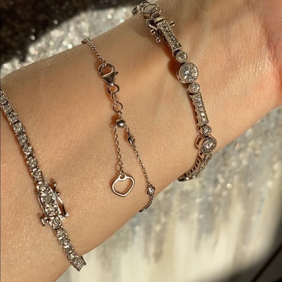 BN 2 CT. T.W. Genuine White Diamond 10K White Gold Round 7.5 InchTennis Bracelet - Picture 6 of 8